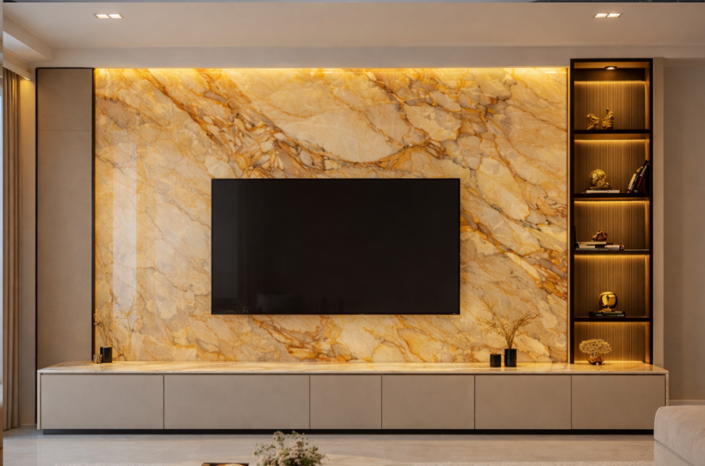 marble wall panel living room malaysia luxury interior
